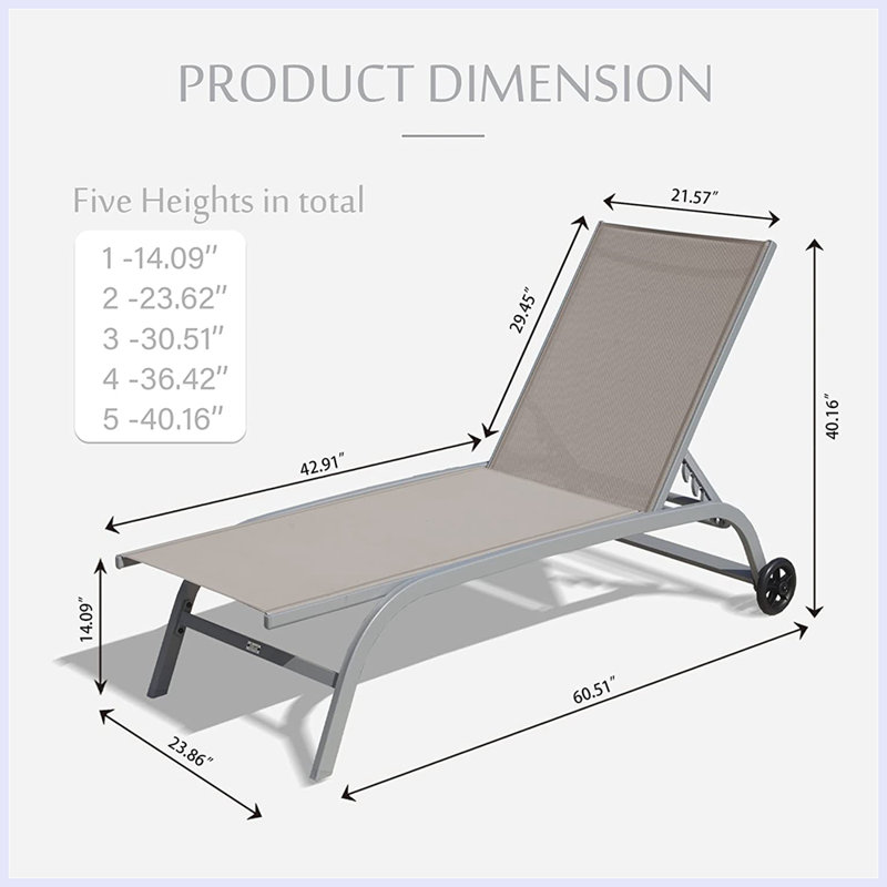 Chaise longue d'extérieur en métal Trelyn - ensemble de 2, Kaki
