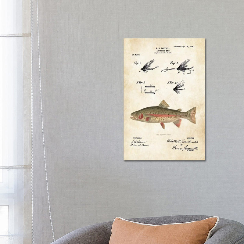Rainbow Trout Fishing Lure by Patent77 - Wrapped Canvas Gallery-Wrapped Canvas Giclée, 66.04cm H x 45.72cm W