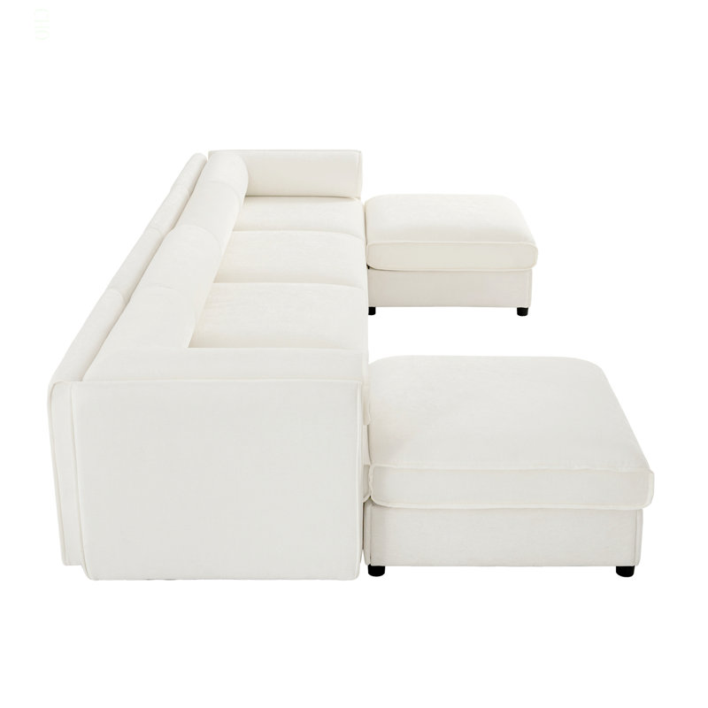 Canapé modulaire modulaire avec rangement, très grand canapé modulaire en forme de U pour le salon, canapé modulaire convertible avec repose-pieds de rangement, siège profond, dossier cylindrique et accoudoirs