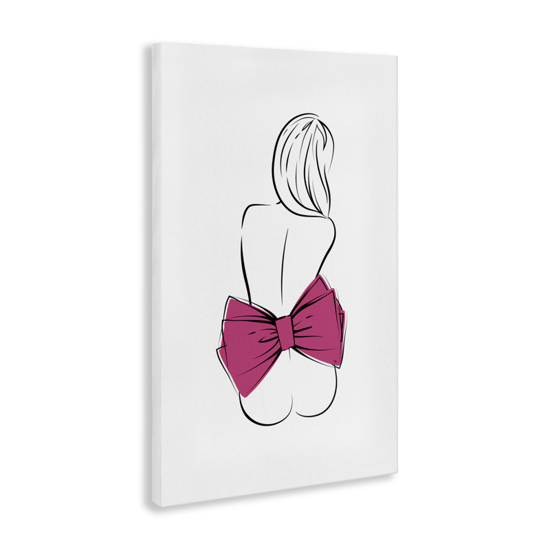 Toile nue rose avec nœuds, design par Martina Pavlova, H 24 po x l 16 po