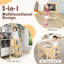 Tour de cuisine pliable 3-en-1 pour tout-petits avec table de lavage tableau noir Costway