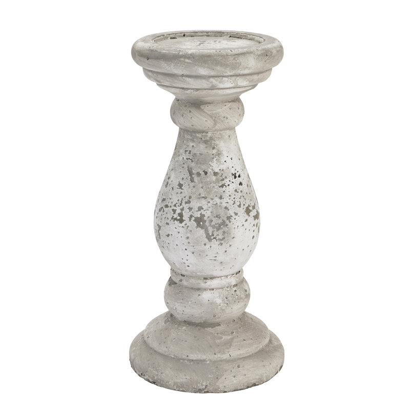 Ceramic Tabletop Pillar, Stone, 38cm H x 18cm W x 18cm D