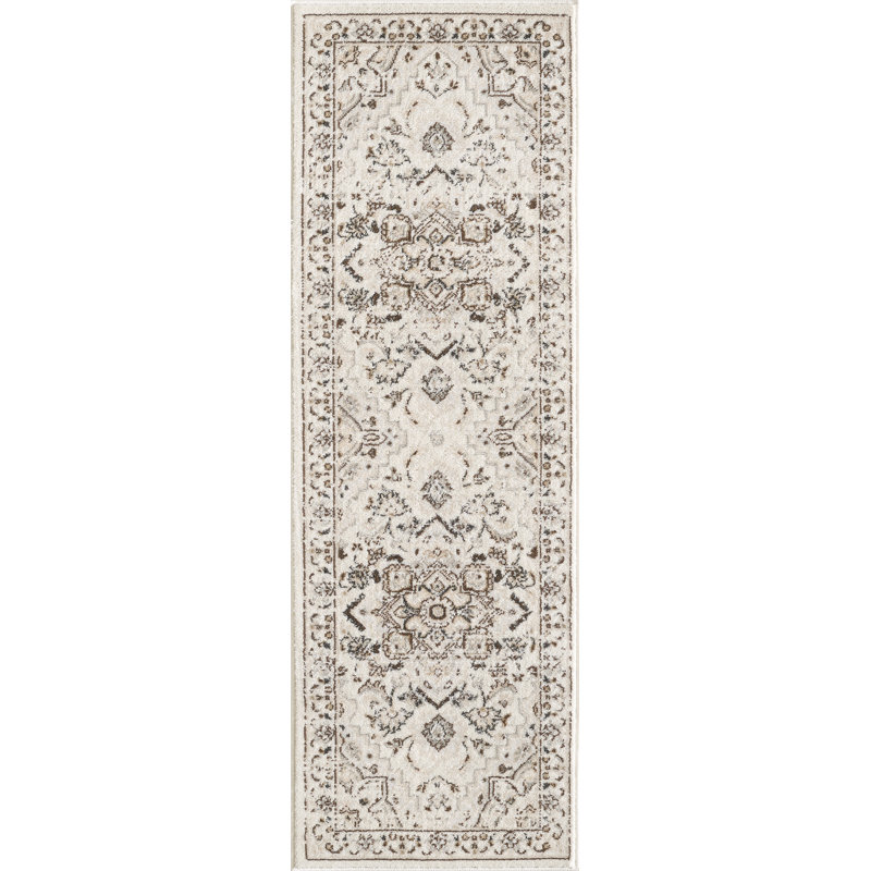 Tapis de style oriental traditionnel Losh en brun / beige / crème Losh, Tapis de couloir 2 pi 8 po x 10 pi