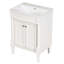 Meuble-lavabo moderne à 2 niveaux avec lavabo supérieur et grandes tablettes de rangement-252878848