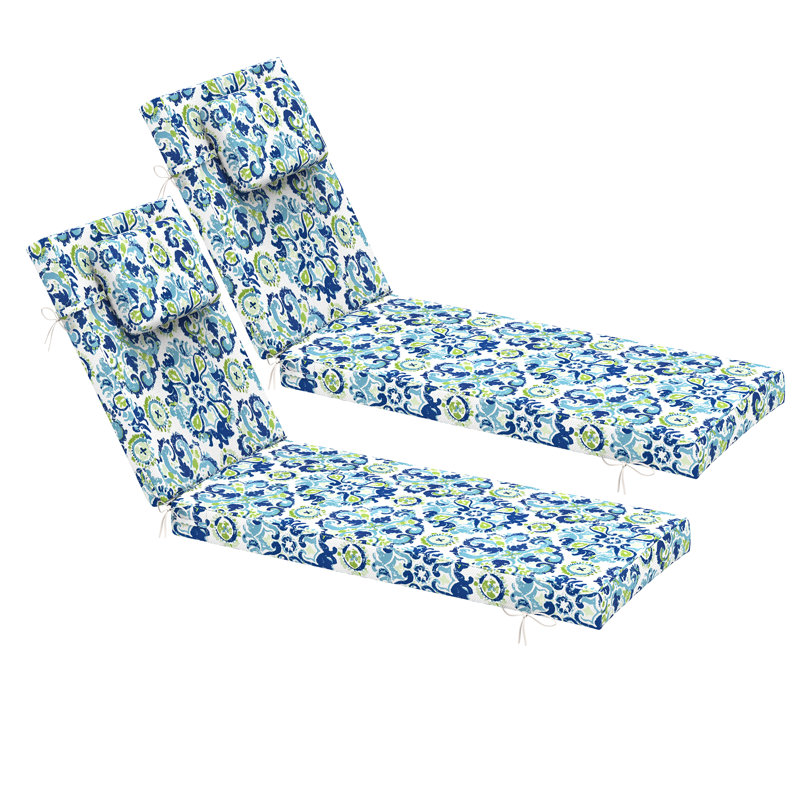 26" W Outdoor Chaise Lounge Cushions Set Of 2 For Pool, Beach, Patio Lounger Cushion With Foam Pillow,A16512, Brown