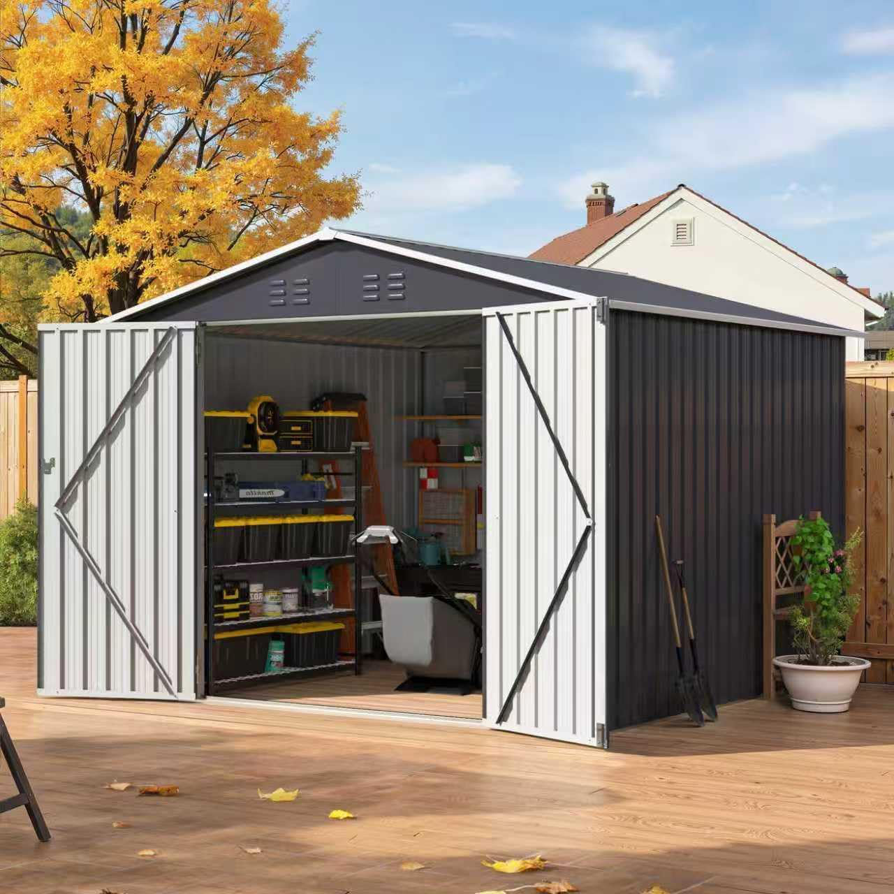 VIWAT Galvanized Steel Outdoor Storage Shed - Wayfair Canada