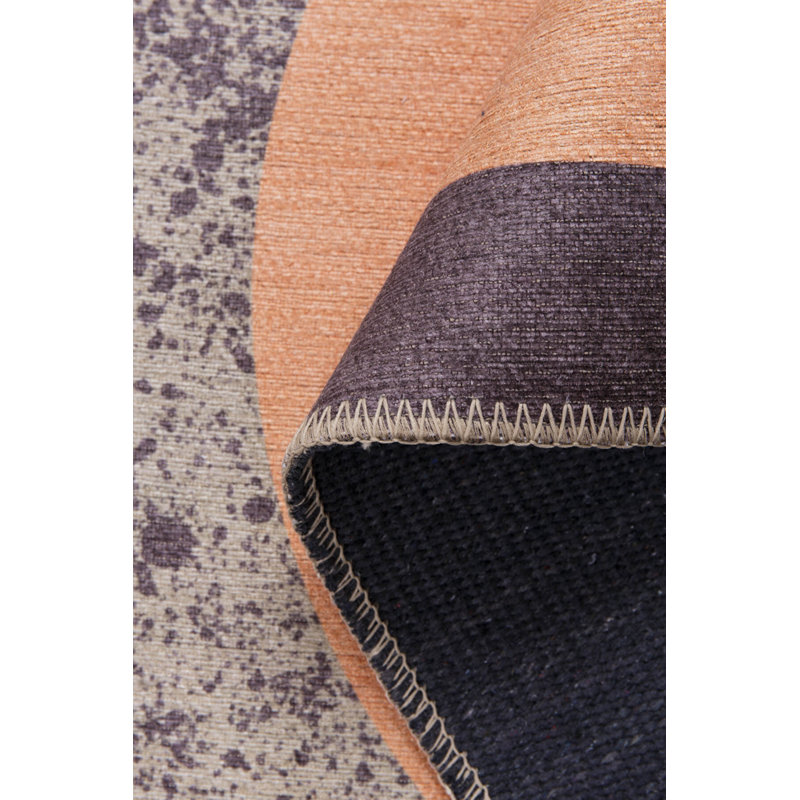 Tapis décoratif beige à motif géométrique tissé, Tapis de couloir 2 pi 6 po x 7 pi 7 po
