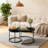 Coffee Table, Nesting Set of 2, 27.6-inch Round, Wood Marble Pattern Top with Sturdy Metal Frame, End Table/Side Tables for Living Room, Bedroom, Balcony, Yard (Black)-1288730456