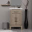 Meuble-lavabo gris en chêne gris avec comptoir en acrylique à la main et miroir-747899343