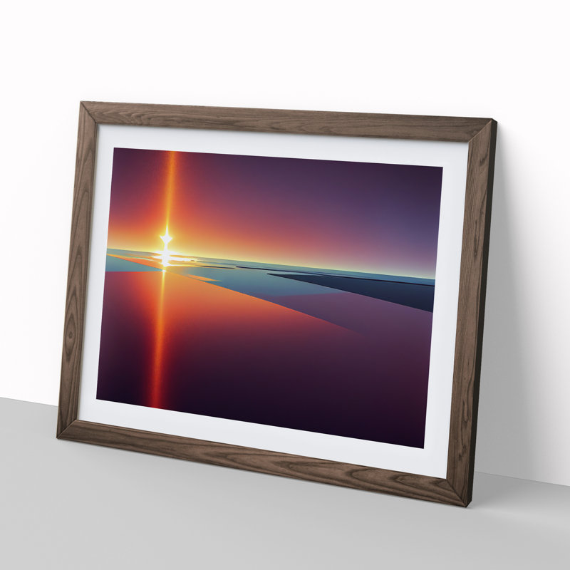 XH1022-6190X Modern Sunset Vol.6 Abstract - Single Picture Frame Print, 34cm H x 46cm W x 2cm D, Walnut