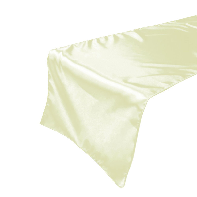 Karisha Rectangle Polyester Table Runnner, 144" x 24", Ivory