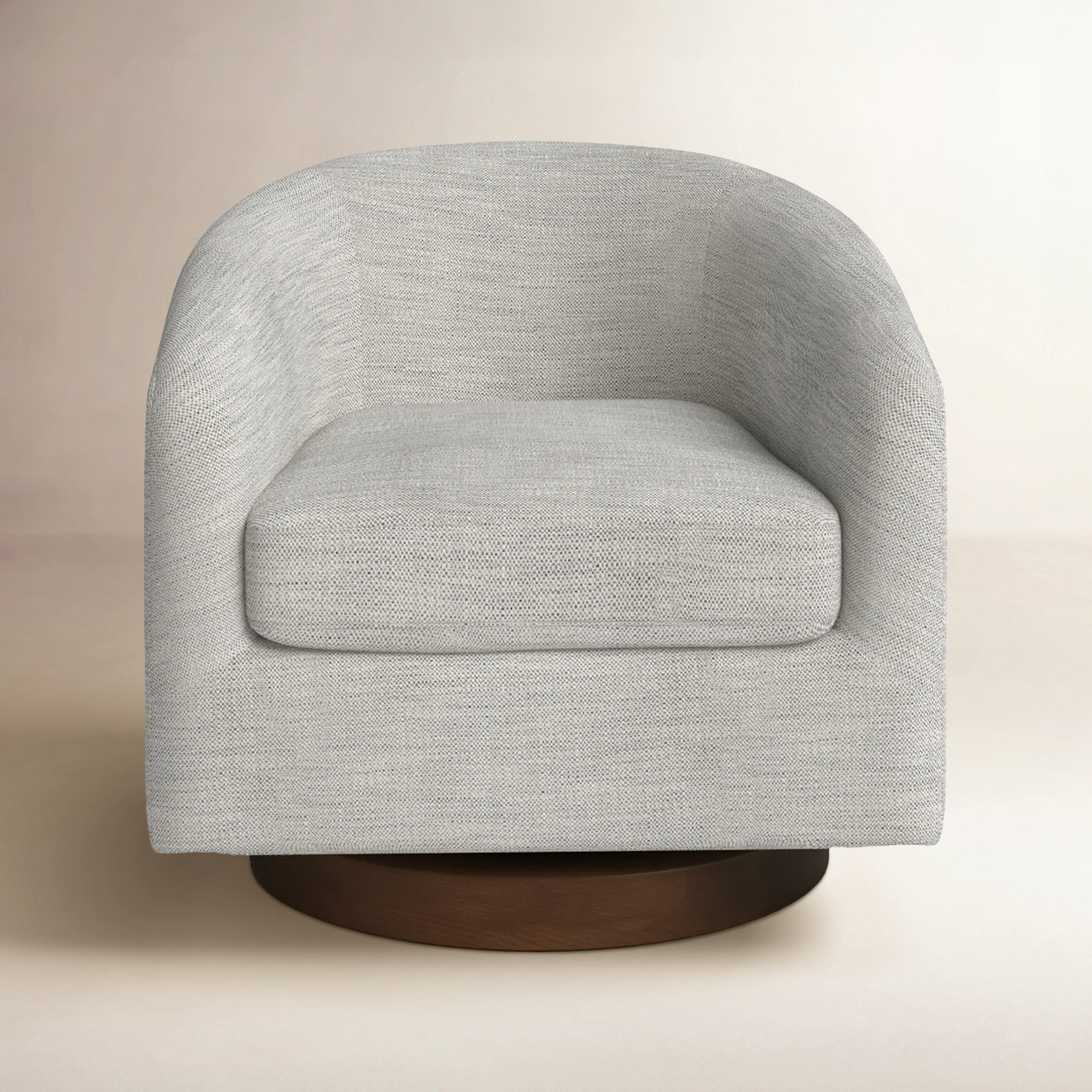 Bennett Linen Swivel Barrel Chair, Prestige Ivory Basketweave