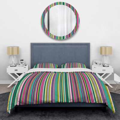 Multicolor Striped Pattern Polyester Striped Duvet Cover