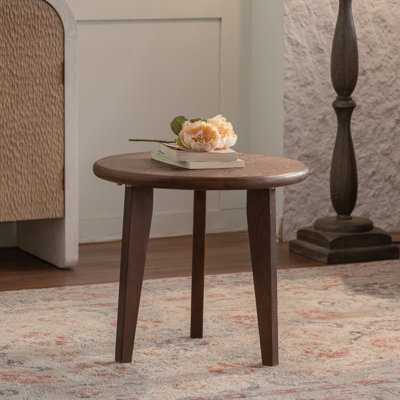 19.7" Solid Round Wood End Table With Three-Legged Base Blends Modern and Farmhouse Styles For Living Room&Bedroom
