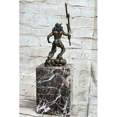 Lorna Signed Poseidon God of Sea Bronze Bookend Book End Sculpture Marble Base Statue