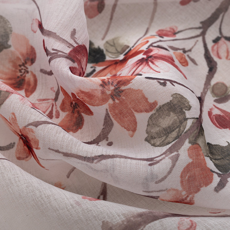 Shunya Floral Sheer Window Curtain Panel, Rose, 54" W x 90" L