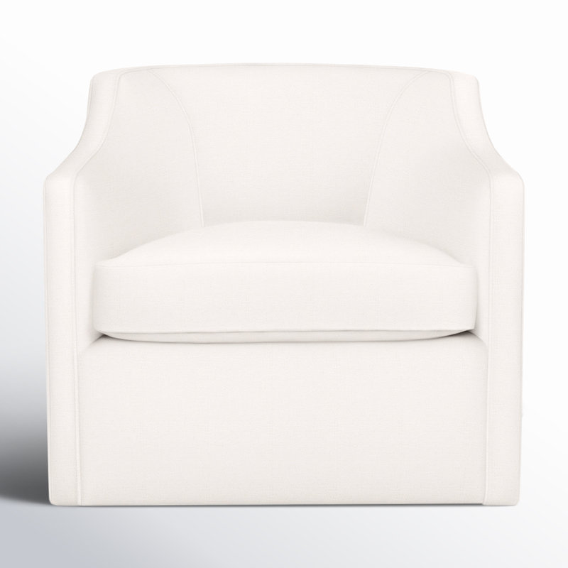 Fauteuil pivotant rembourré Marietta, Mélange de lin performance blanc cassé Lena