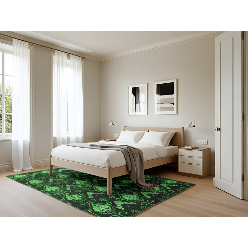 Washable Geometric Indoor Rug, Rectangle 5' x 7'