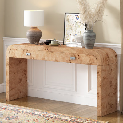 Modern Entryway Console Table with Burl Wood Veneer, Stylish Hallway & Foyer Table for Living Room and Corridor by Home Sweet Dream Joy