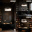 Lustre de ferme 5 lumières avec finition grain de bois et abat-jour en tissu, luminaire suspendu tambour réglable pour la salle à manger, le salon, la chambre à coucher, le vestibule et la cuisine