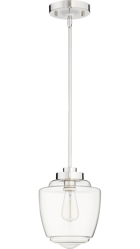 Luminaire suspendu 1 lumières scolaire single Dostie, Nickel poli
