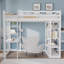 Harriet Bee - Solid Wood Kids Loft Bed With Ladder, Desk, Shelves & Clothes Rail-1522786385