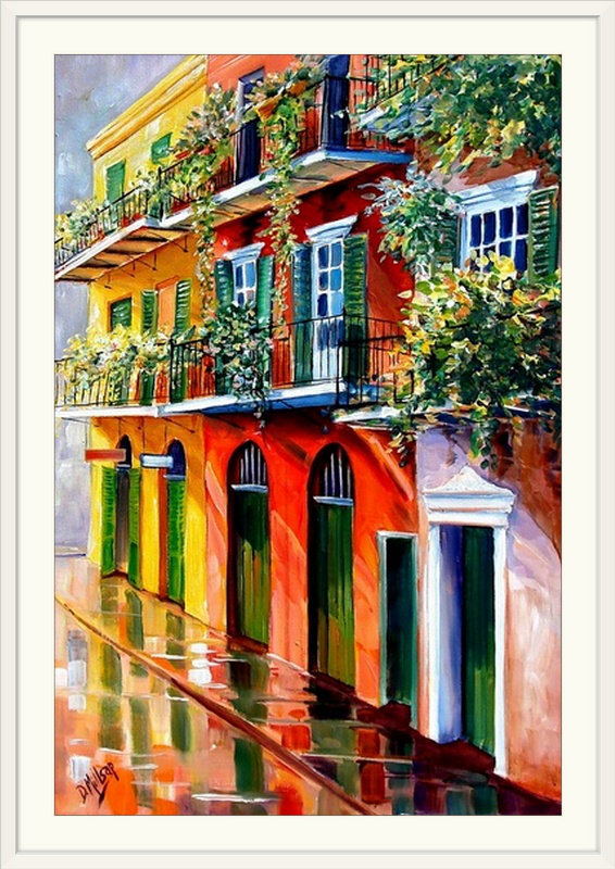«French Quarter Sunshine», reproduction, H 26 po x l 20 po x P 1 po, Cadre blanc