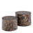 Dice Round Coffee Table Set Of 2 In Brown Marble And Delhi Rough Paper-482837235