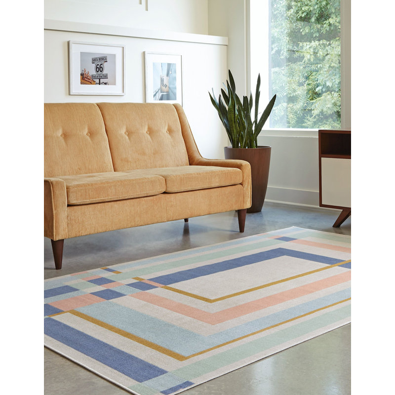 Tapis de couloir contemporain beige Nin, Carré 8 pi