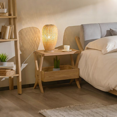 22.05"Retro Solid Wood Bedroom Side Table