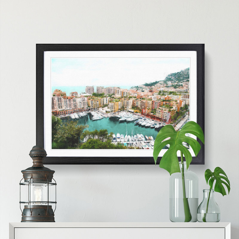 Yachts in Monte Carlo Monaco - Picture Frame Photograph Print, Black Framed, 36cm H x 48cm W x 2cm D