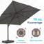 Grand parasol de patio en porte-à-faux carré gris de 10 pi avec rotation à 360 ° et réglage des mésanges et parasol de terrasse robuste à baldaquin en polyester sans base.-246067529