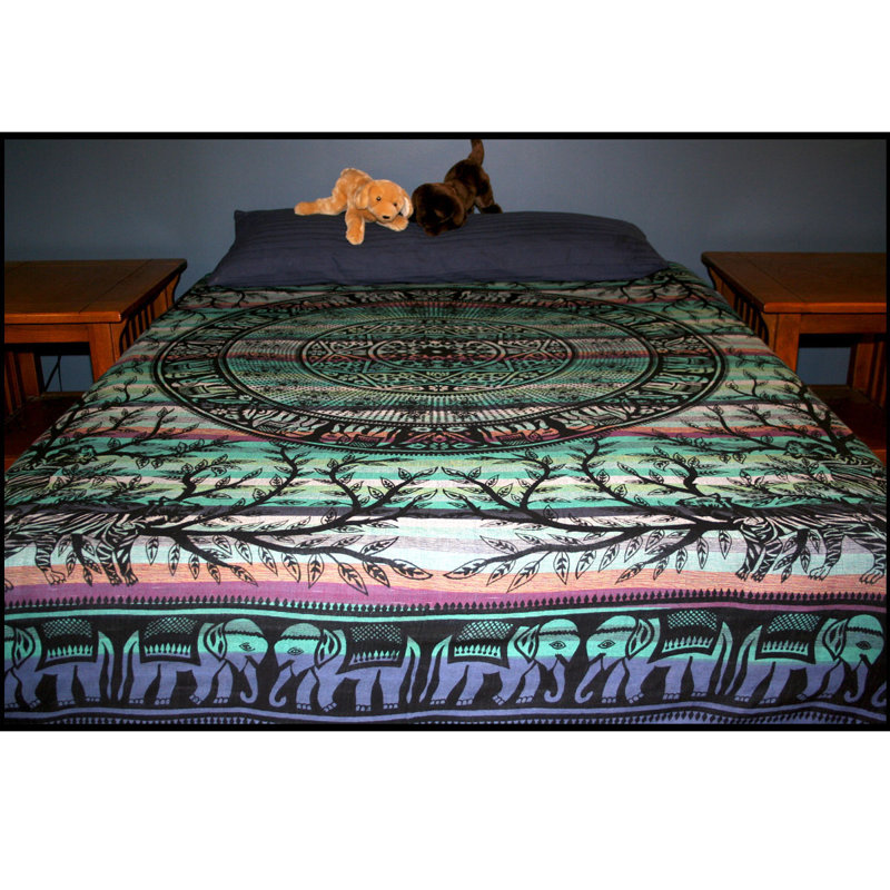 Cotton Floral Coverlet, Twin Coverlet, Blue