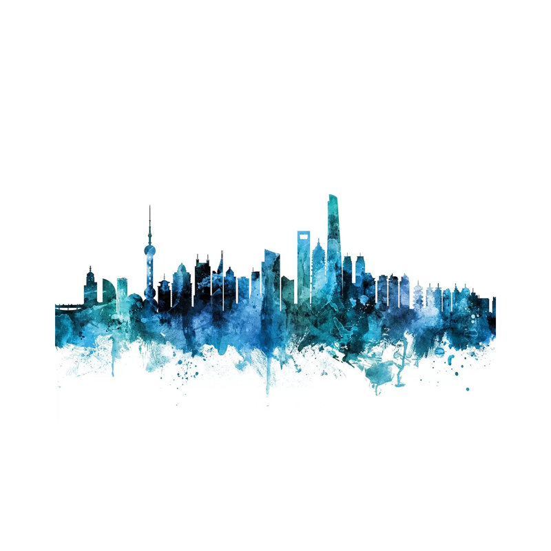 Shanghai, China Skyline by Michael Tompsett - Wrapped Canvas Gallery-Wrapped Canvas Giclée, 20.32 cm H x 30.48 cm W