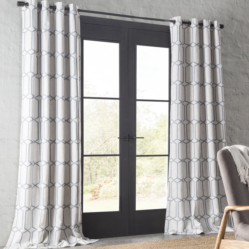 Albesa Linen Blend Room Darkening Single Curtain Panel, Slate Blue, 52" W x 84" L