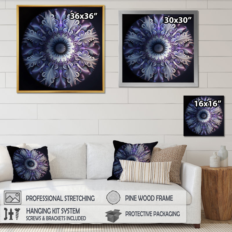 Mandala cosmique en mauve mystique sur toile, Toile tendue, H 24 po x l 24 po