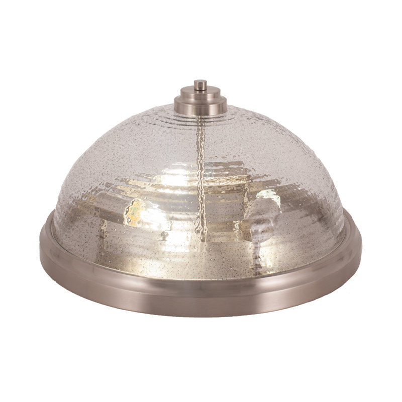 Plafonnier encastré, ampoules, illustré avec verre nervuré fumé, Nickel brossé, H 8,5 po x l 8,5 po x P 16 po