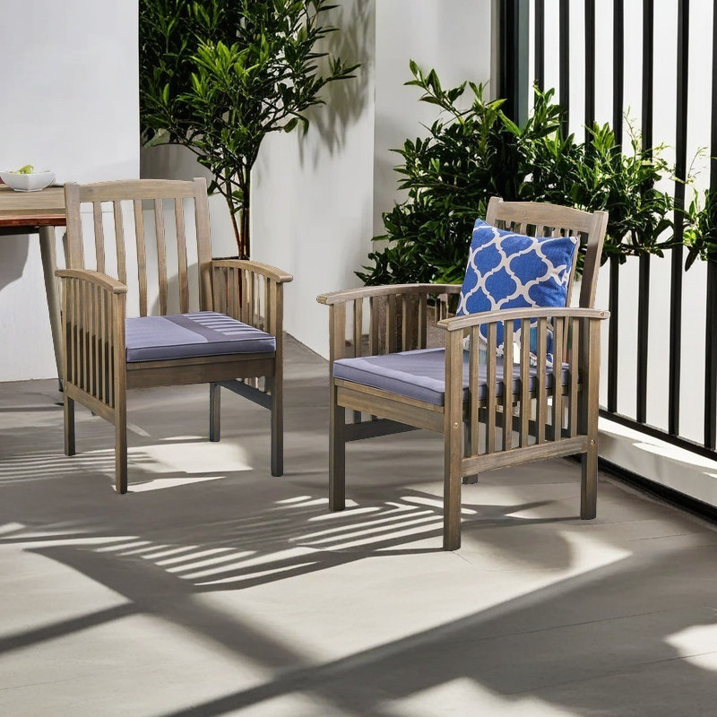 Chaise de salle à manger en bois d'acacia (ensemble de 2)