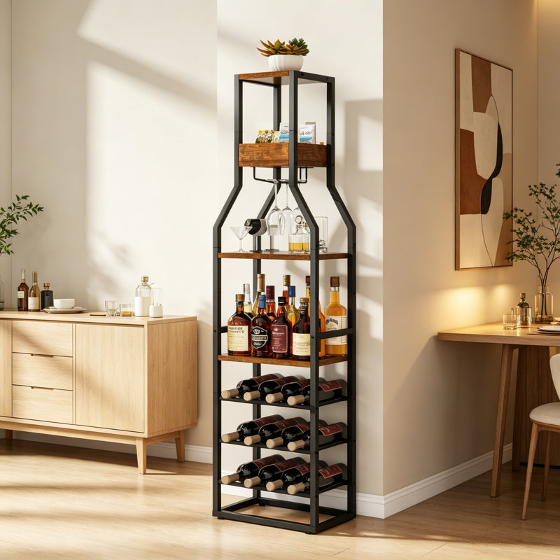 Wine Bottle & Glass Rack Brown