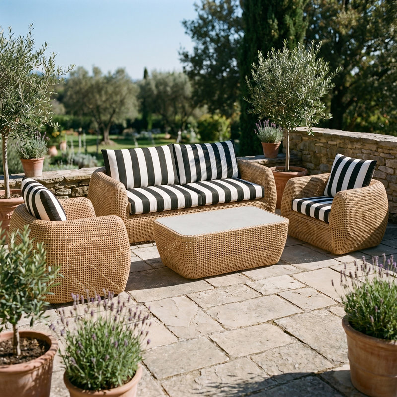 Sydney Casavant Outdoor Patio Club Chairs - Canvas Cabana, Canvas Cabana