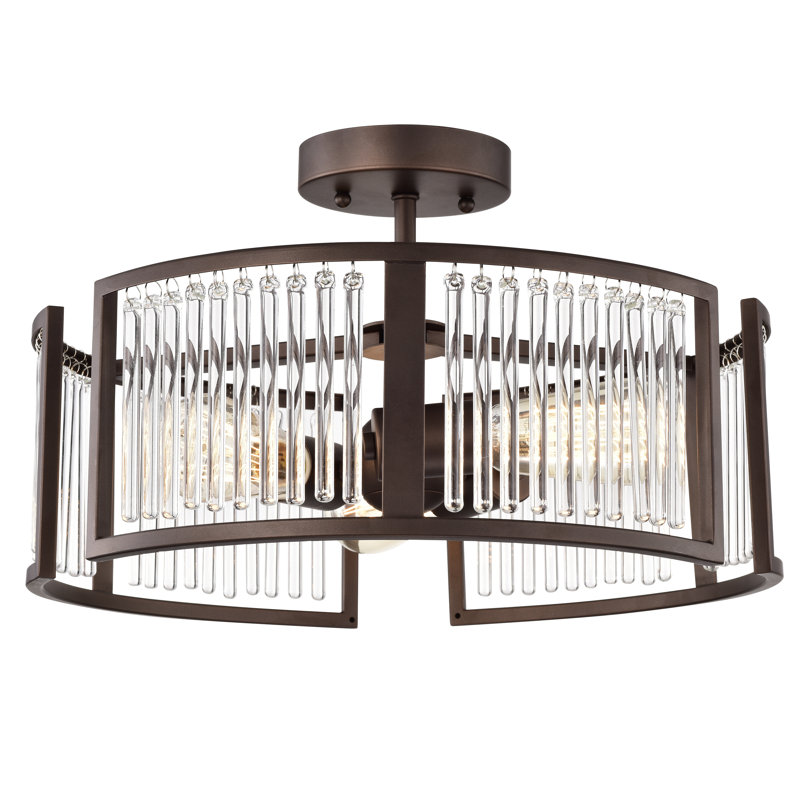 Plafonnier semi-encastré 3 lumières 15,75 po VanHouten, Bronze huilé