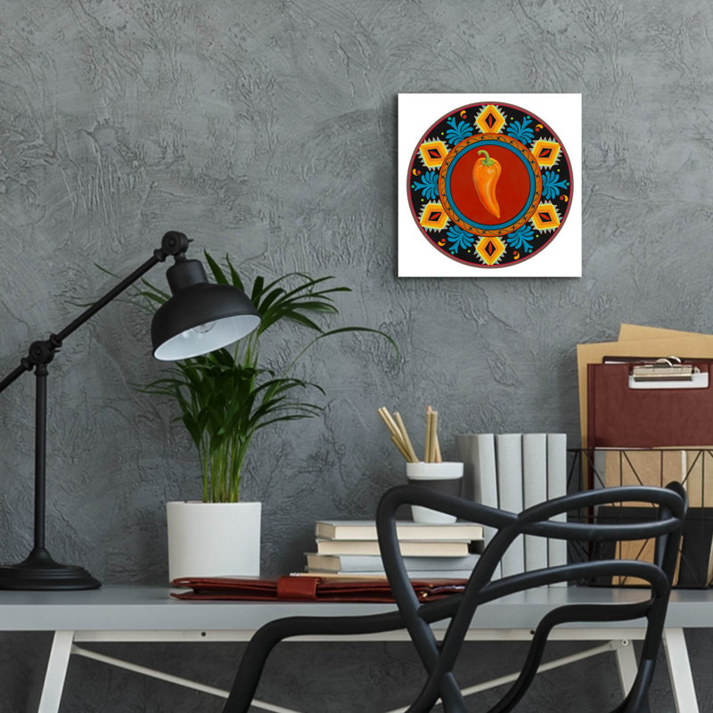 Art mural en verre épique «Talavera Tex-mex 2» par Art Licensing Studio, 12 po x 12 po