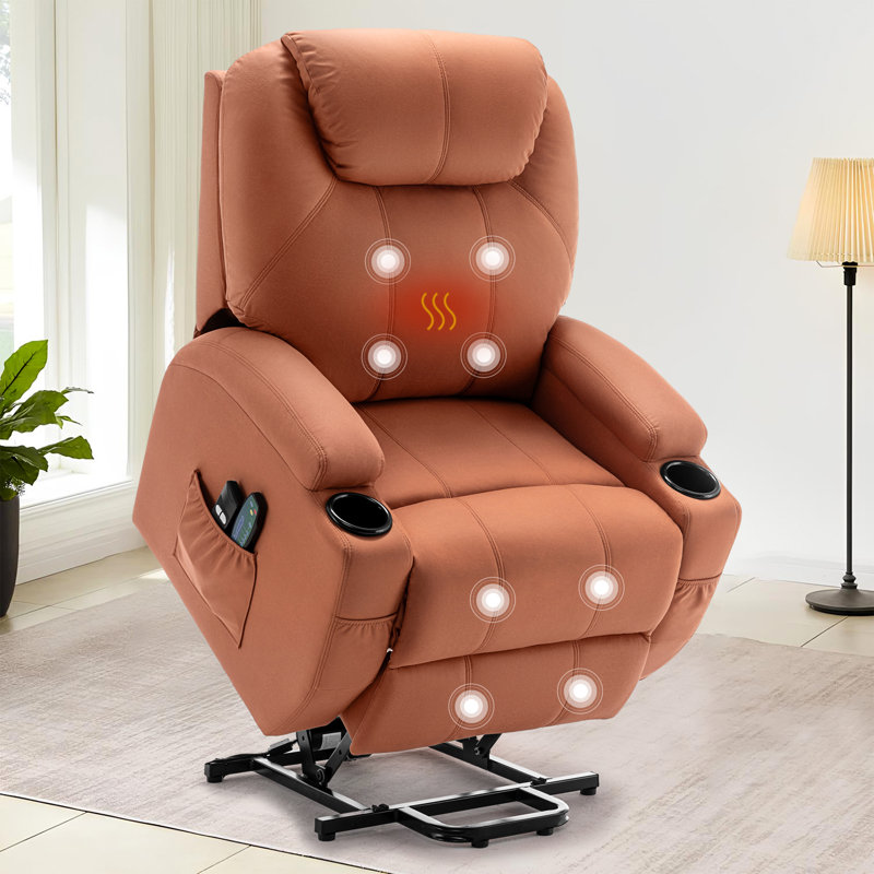 KORSER Power Lift Recliners, Recliner Chair With Heat And Massage For Elderly ,Electric Lift Recliner With Side Pockets And 2 Cup Holders