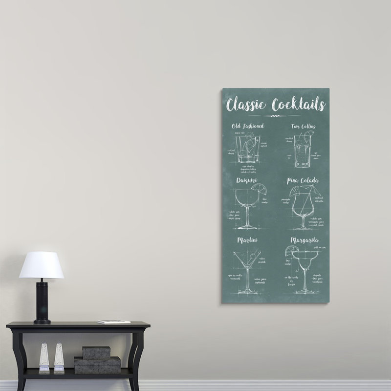 Estampe numérique « mixologie infograph », impression, Toile tendue, H 30 po x l 15 po x P 1,5 po