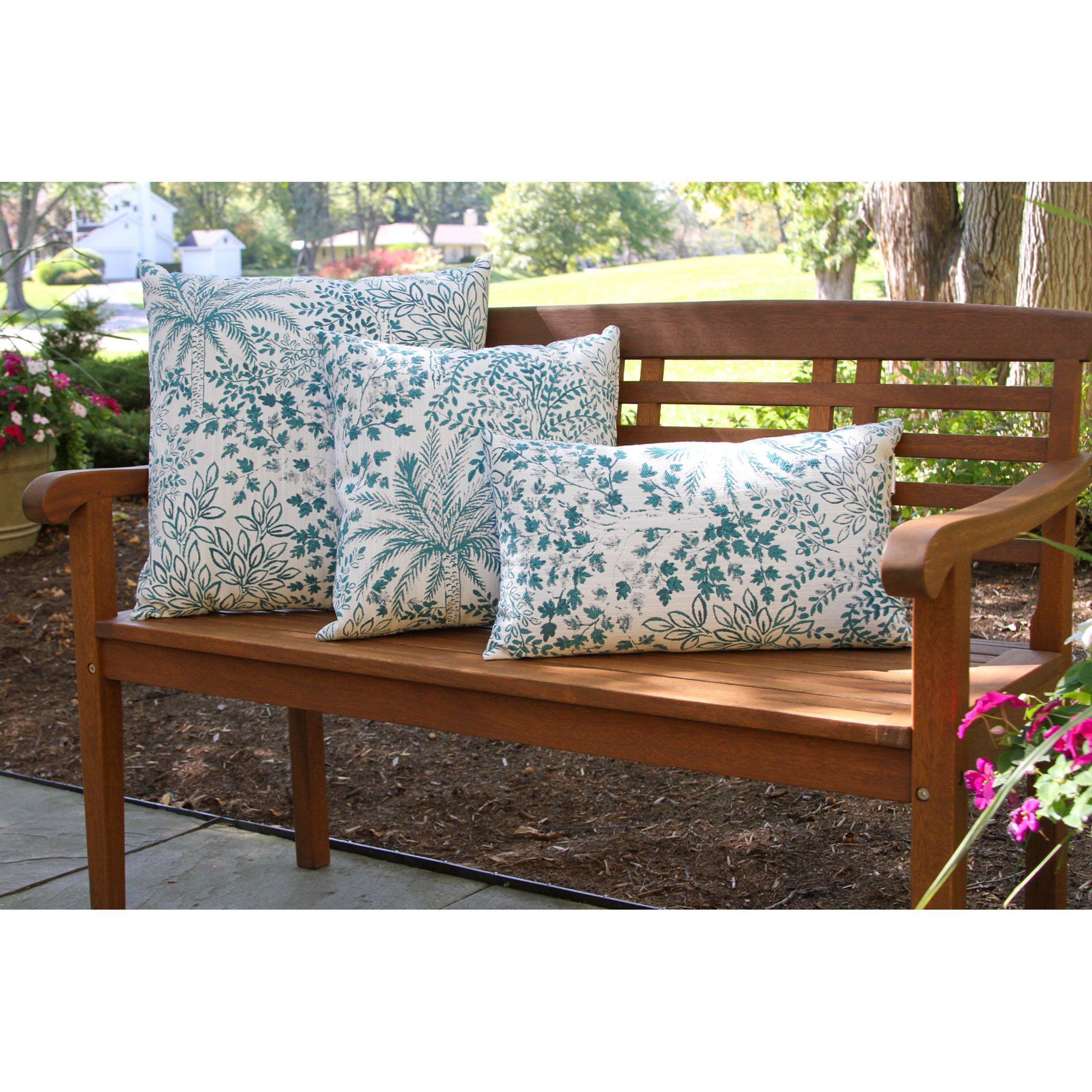Liza Pillow Cover & Insert Square in Blue/Green/Teal/White, 16" x 16"