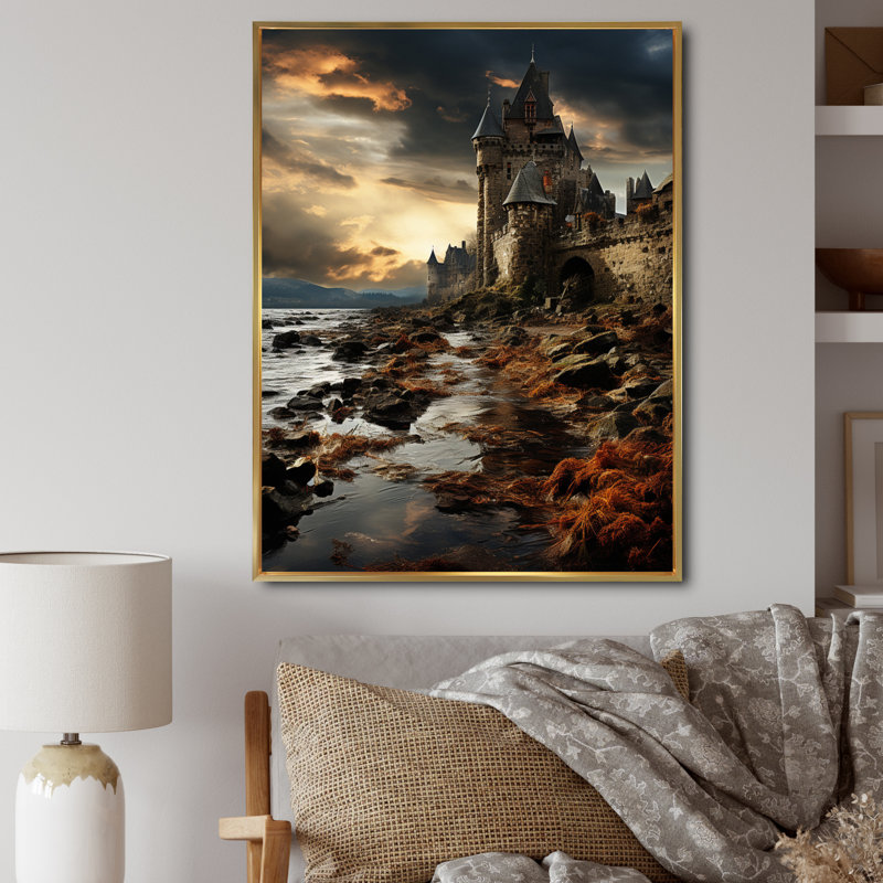 Mettler Castles Stormy Drama Intense sur toile, H 20 po x l 12 po x P 1 po, Cadre flottant doré