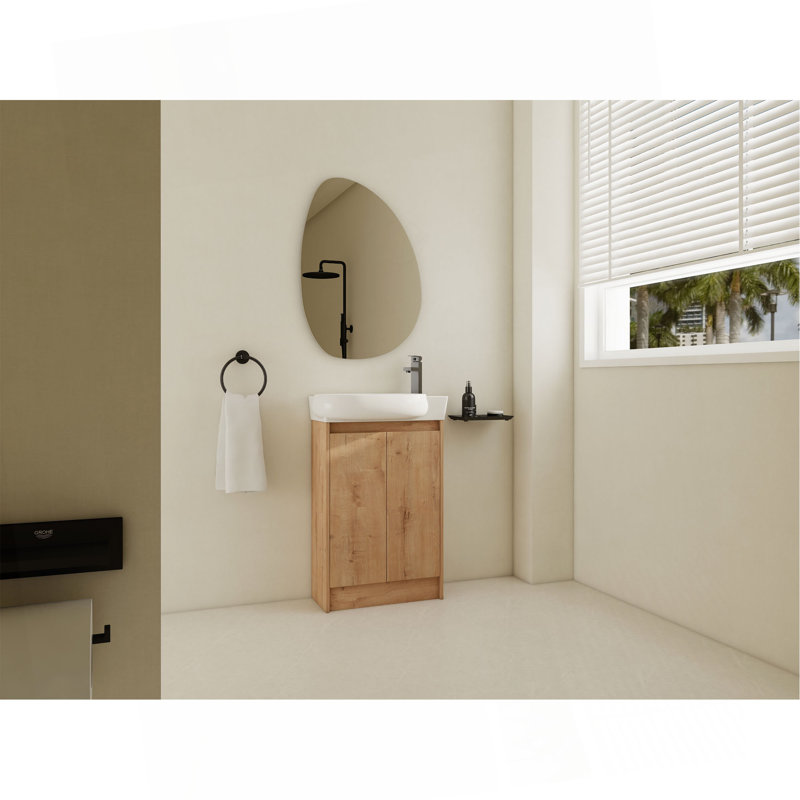 Meuble-lavabo autoportant de 23 po avec lavabo et portes à fermeture douce, Chêne