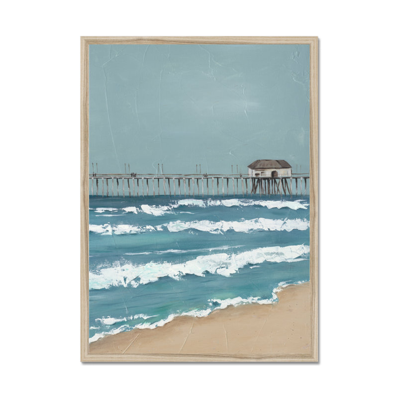 Fishing Pier Diptych II - Painting, 50cm H x 34cm W, Natural Wood Framed Paper Print