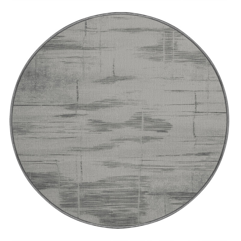 Tapis abstrait gris lavable à la machine, Rond 7 pi