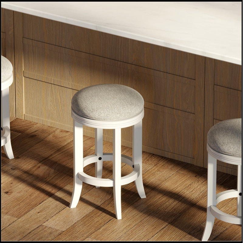 Avery Tabouret de bar à hauteur de comptoir en bois sans dossier avec siège pivotant gris, Gris / Blanc